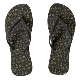 Moons and Stars Gold Pattern Thongs