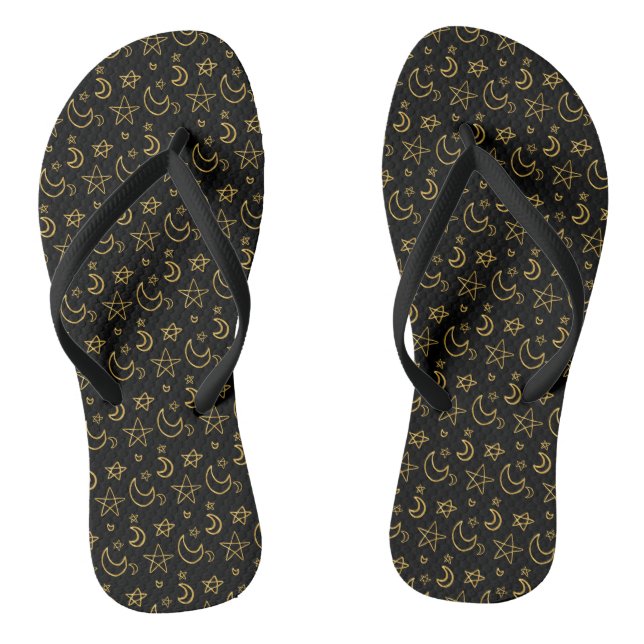 Moons and Stars Gold Pattern Thongs (Footbed)