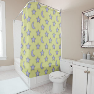 Moons and stars pattern shower curtain