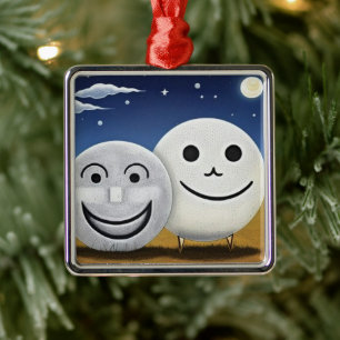 Moons in Love Under a Full Moon Metal Ornament