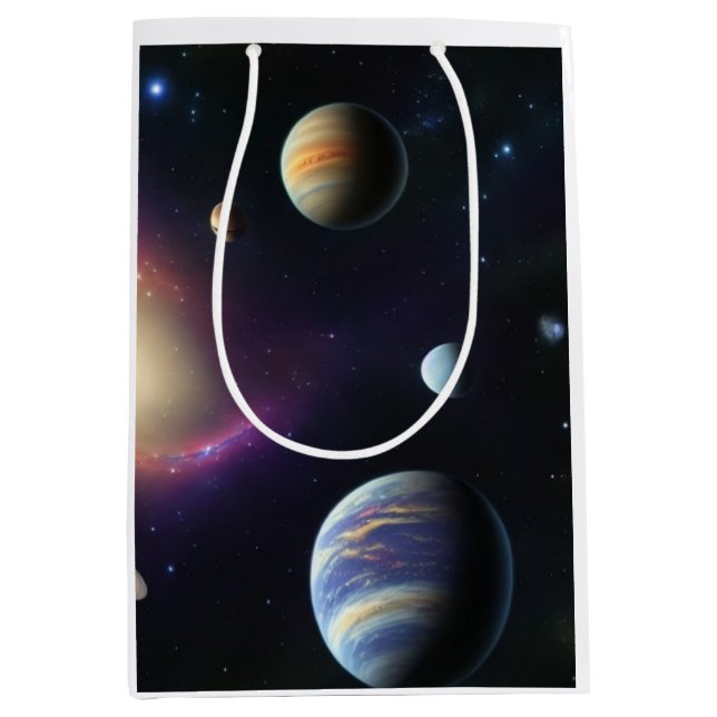 Moons of the Galaxy Wrapping Paper Medium Gift Bag (Front)