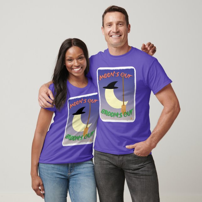  Moons out Brooms Out Halloween Slogan Fun T-Shirt (Unisex)