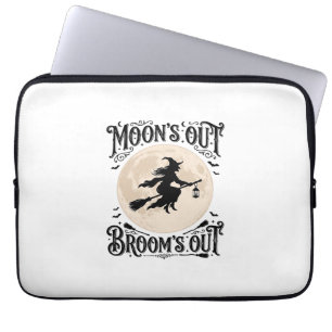 Moons Out Brooms Out Witch Halloween Laptop Sleeve