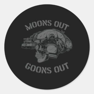 Moon'S Out Goons Out Skull Helmet Nvgs Military 'S Classic Round Sticker
