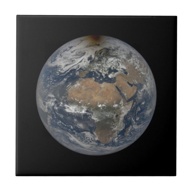 Moon's shadow on Earth - June 10 solar eclipse  Ceramic Tile (Front)