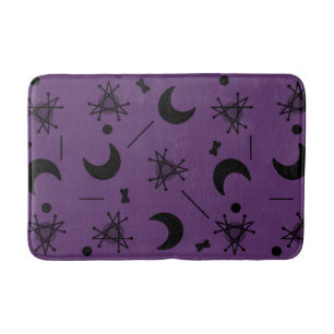 Moons & Stars Atomic Era Abstract Eggplant Purple Bath Mat