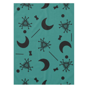 Moons & Stars Atomic Era Abstract Teal Tablecloth