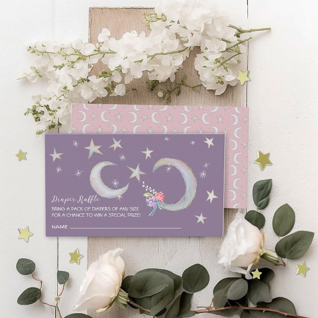 Moons Stars Lavender Diaper Raffle Baby Shower   Enclosure Card (Creator Uploaded)