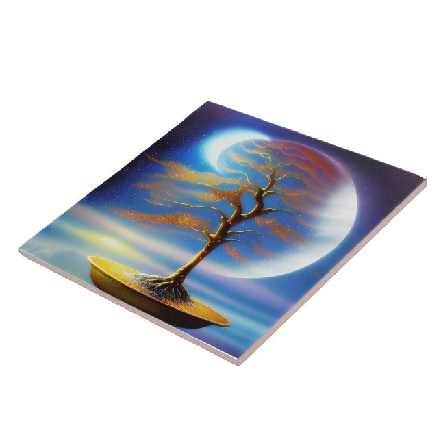 Moonscape bonsai  ceramic tile (Side)