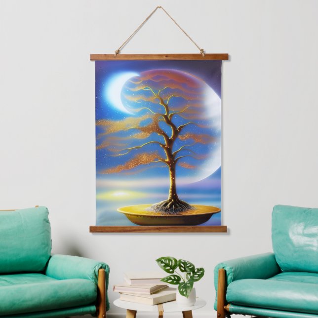 Moonscape bonsai  hanging tapestry (Living Room)