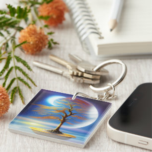Moonscape bonsai key ring