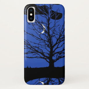Moonscape in Cobalt Blue and Black iPhone X Case