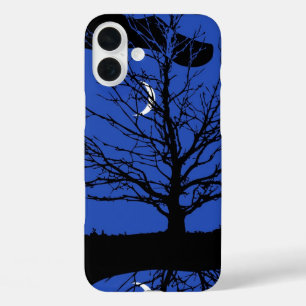 Moonscape in Cobalt Blue and Black iPhone 16 Plus Case