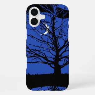 Moonscape in Cobalt Blue and Black iPhone Case
