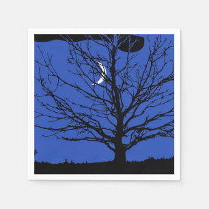 Moonscape in Cobalt Blue and Black Napkin