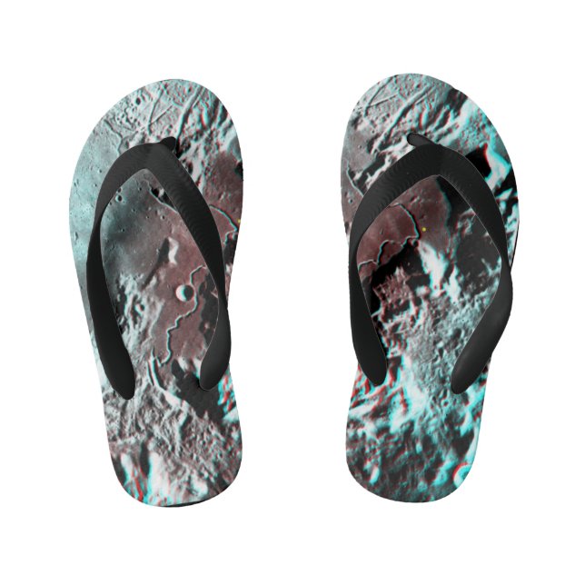 Moonscape Space Photo Anaglyph Hadley Channel Kid's Thongs (Footbed)