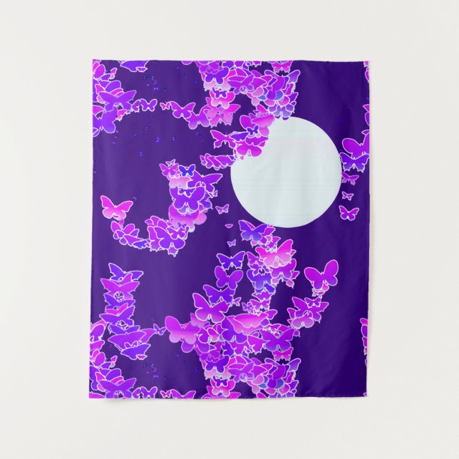 Moonscape Wish Butterflies, Violet and Deep Purple Tapestry (Front)
