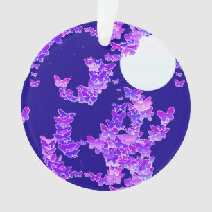 Moonscape with butterflies - lilac, dark blue ornament