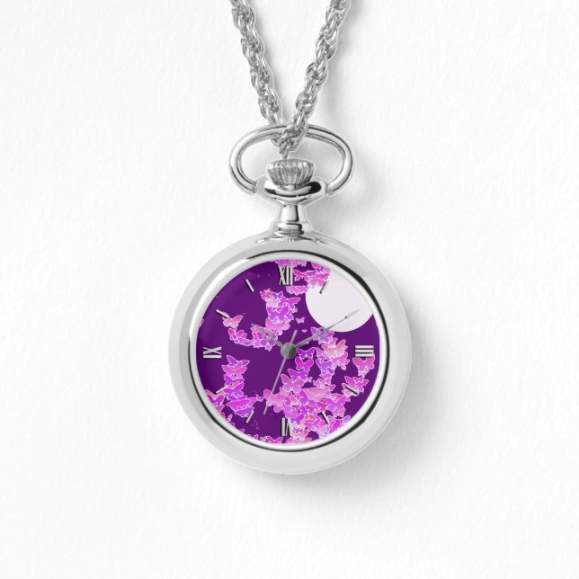 Moonscape with butterflies - orchid, amethyst watch (Front)