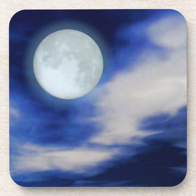 Moonscape with moonlit clouds coaster (Front)
