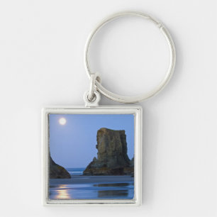 Moonset, Bandon Beach, Oregon. Key Ring