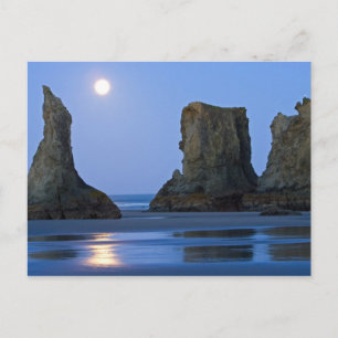 Moonset, Bandon Beach, Oregon. Postcard