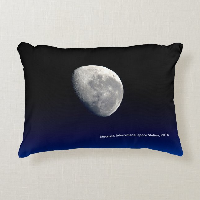 Moonset, International Space Station, 2016 Decorative Cushion (Front)