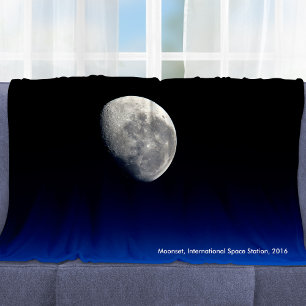 Moonset, International Space Station, 2016 Fleece Blanket