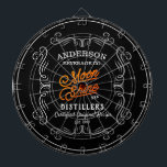 Moonshine Distillers Name Gold Script Original  Dartboard<br><div class="desc">Any name and any date moonshine distillers. Funny moonshine theme featuring vintage scrolls and fancy gold script typography. Just edit the text to suit.</div>