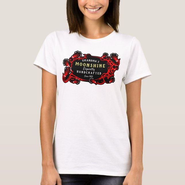 Moonshine Expertly Handcrafted Grandma's Funny Red T-Shirt (Front)