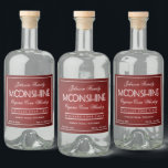 Moonshine Ruby Red Liquor Bottle Label<br><div class="desc">Personalise this sophisticated ruby red Moonshine label with your own text and text style.</div>
