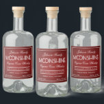 Moonshine Ruby Red Liquor Bottle Label<br><div class="desc">Personalise this sophisticated ruby red Moonshine label with your own text and text style.</div>
