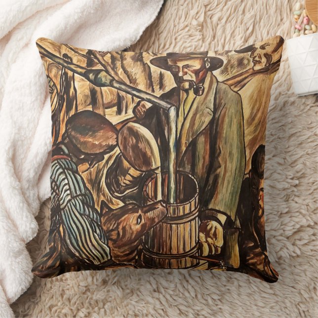 Moonshiners Making White Lightning Whiskey Liquor Cushion (Blanket)