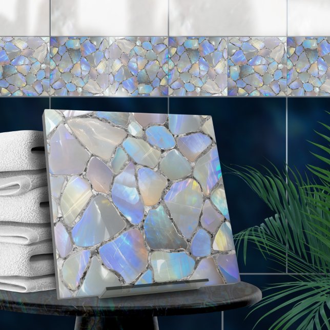 Moonstone and silver- Mosaic Cells Ceramic Tile (Creator Uploaded)