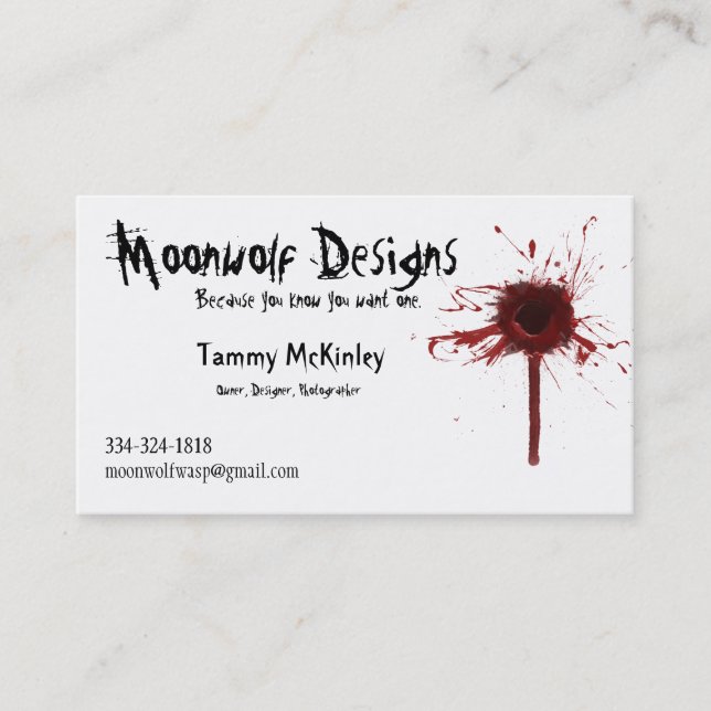Moonwolf Designs business card (Front)