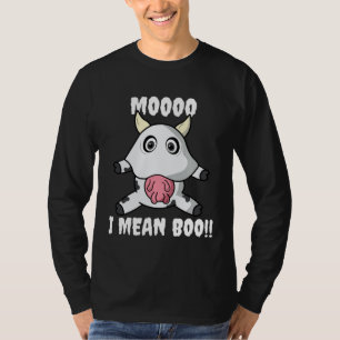Mooo I Mean Boo Cow Costume Halloween Kids T-Shirt