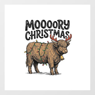 Moooory Christmas Highland Cow Vintage Engraving T