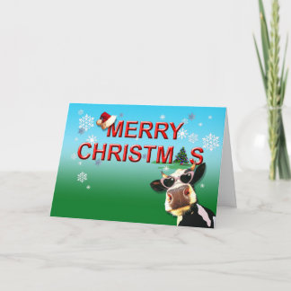 Mooootiful Merry Christmas Cow Holiday Card