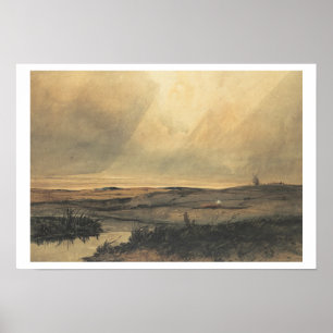 Moor with windmill poster