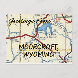 Moorcroft Wyoming Vintage Map Postcard