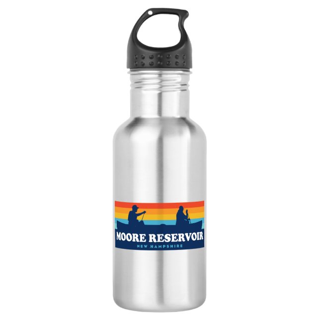 Moore Reservoir New Hampshire Canoe 532 Ml Water Bottle (Front)