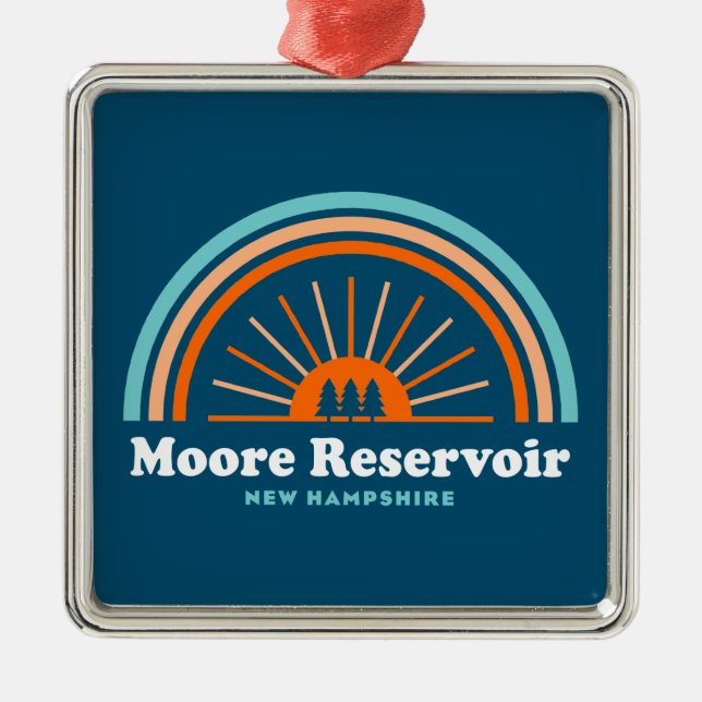 Moore Reservoir New Hampshire Rainbow Metal Ornament (Front)