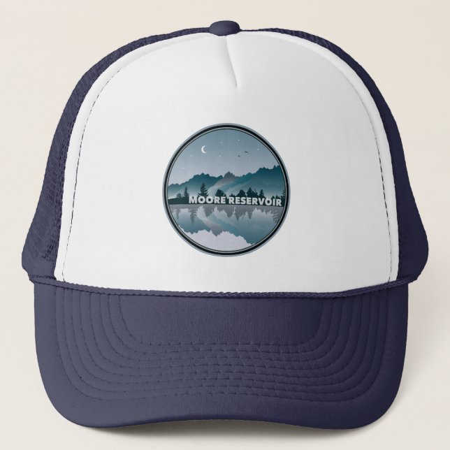 Moore Reservoir New Hampshire Reflection Trucker Hat (Front)