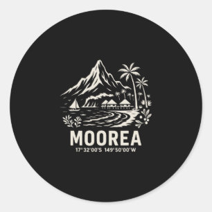 Moorea Island French Polynesia Beach Vacation Classic Round Sticker