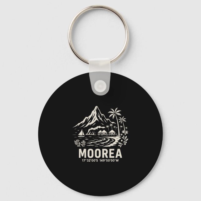 Moorea Island French Polynesia Beach Vacation  Key Ring (Front)