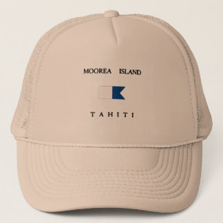 Moorea Island Tahiti Alpha Dive Flag Trucker Hat
