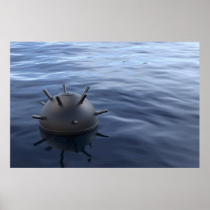 Moored naval mine poster