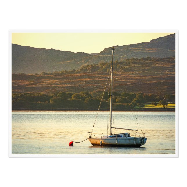 Moored Sailboat at Sunset (Kenmare Bay) Photo Print (Front)