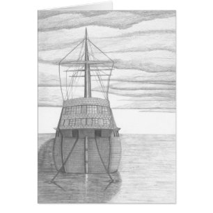 Moored Ship Sketch Card