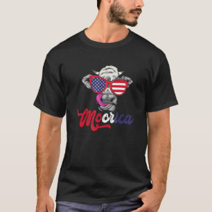 Moorica 4th Of July Merica Usa Flag Farm Animal Co T-Shirt